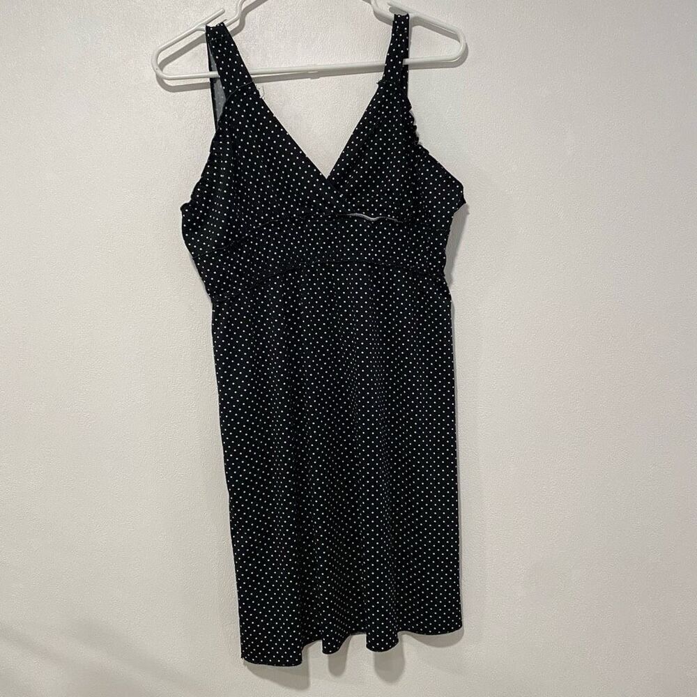 Feathers Black Polka Dot Midi Dress - Size M